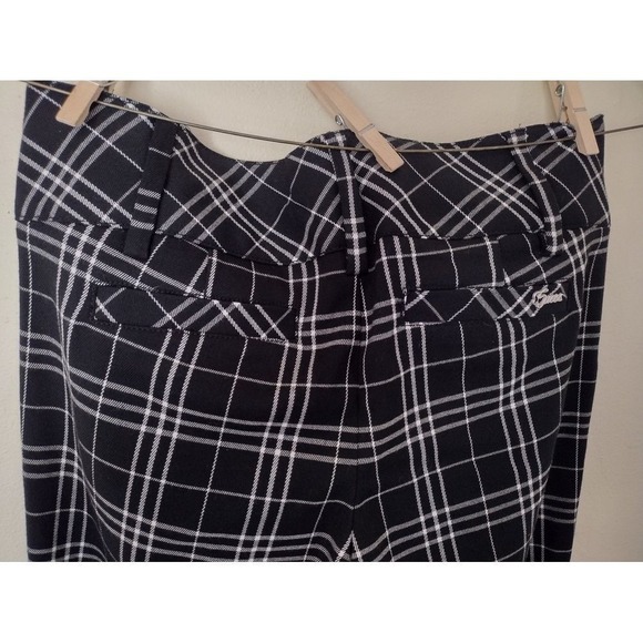 Guess Jeans Plaid Flare Pants Women Black White Stretch Size 27 - Picture 7 of 9